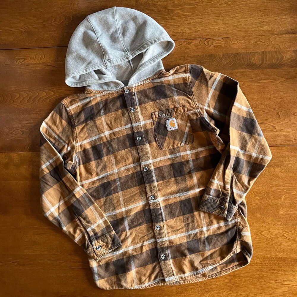 Carhartt hooded plaid flannel shirt XL 18-20